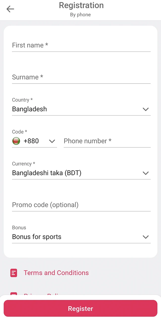 Enter your account info on the DBbet website.